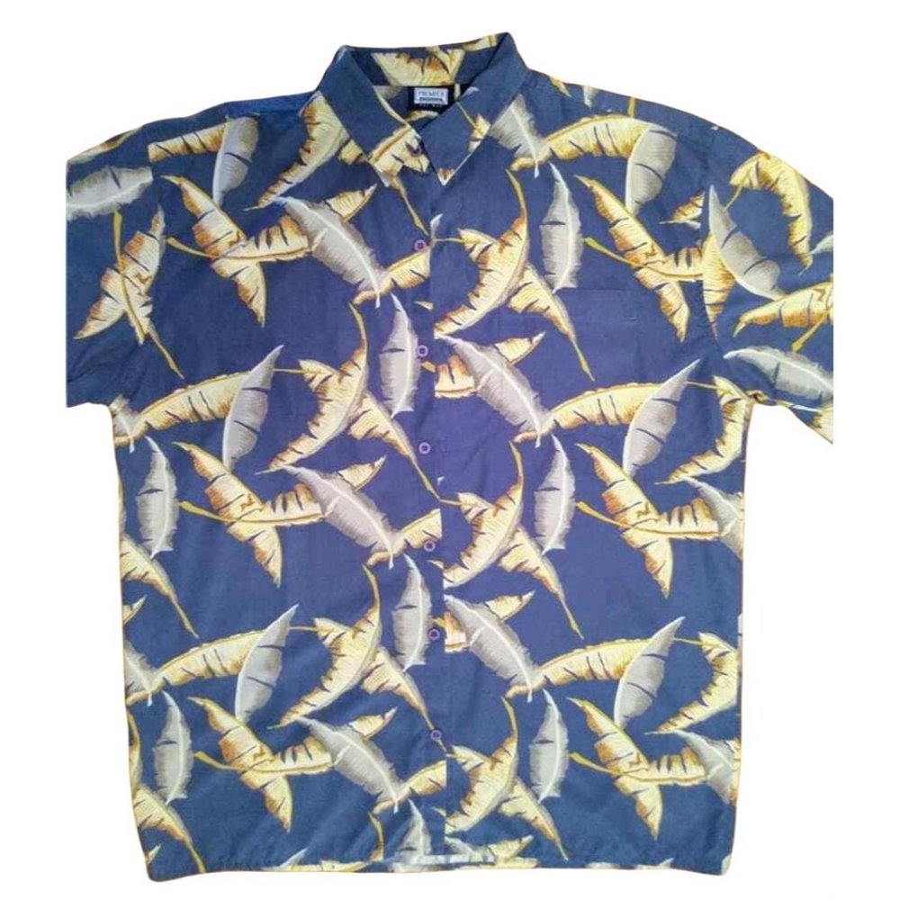 PREMIER INTERNATIONAL HAWAIIAN TROPICAL SHIRT W/ BANANA LEAF PATTERN Size XL
